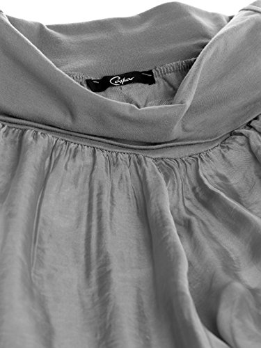 CASPAR KHS010 Damen elegante lange Seiden Chiffon Marlene Hose / Hosenrock mit hohem Stretch Bund, Farbe:dunkelbraun - 7