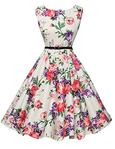 50er jahre kleid abschlussballkleid baumwolle faltenrock sommerkleid petticoat kleid Größe L CL6086-21