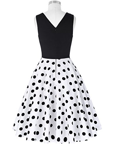 50er jahre kleid vintage rockabilly kleid partykleider hepburn stil polka dots kleid damen swing kleid XL CL0463-2 - 2