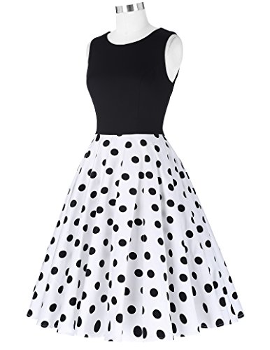 50er jahre kleid vintage rockabilly kleid partykleider hepburn stil polka dots kleid damen swing kleid XL CL0463-2 - 4