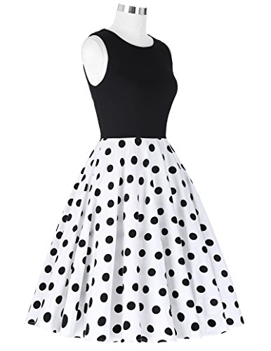 50er jahre kleid vintage rockabilly kleid partykleider hepburn stil polka dots kleid damen swing kleid XL CL0463-2 - 6
