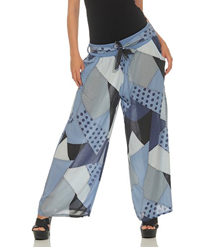 ZARMEXX Damen Flared Hose Palazzo Sommerhose Marlenehose Patchwork-Print