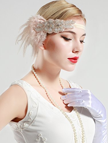 BABEYOND Frauen Kristall Haarband Perlen Stirnband Federn Flapper Stirnband Vintage Stirnband 1920 - 3