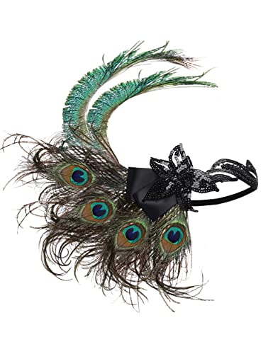 BABEYOND Damen 1920s Stirnband Pfau Feder 20er Jahre Stil Flapper Haarband Inspiriert von Great Gatsby Damen Kostüm Accessoires (Stil 4)