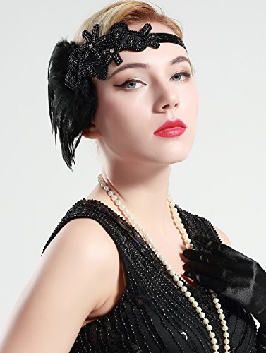 BABEYOND 1920s Feder Stirnband Retro 20er Jahre Haarband Flapper Stirnband Damen Great Gatsby Kostüm Accessoires - 4