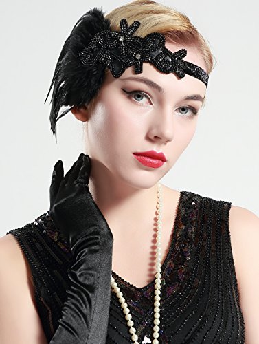 BABEYOND 1920s Damen Stirnband mit Feder 20er Jahre Stil Haarband Inspiriert von Der Große Gatsby Kostüm Accessoires Damen One Size