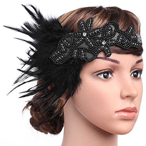 BABEYOND 1920s Feder Stirnband Retro 20er Jahre Haarband Flapper Stirnband Damen Great Gatsby Kostüm Accessoires - 7