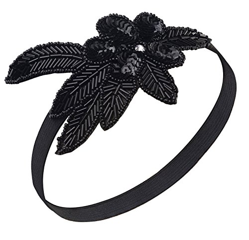 BABEYOND 1920s Stirnband Damen 20er Jahre Stil Haarband Gatsby Kostüm Accessoires (Schwarz)