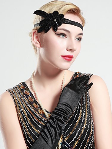 BABEYOND 1920s Stirnband Damen 20er Jahre Stil Haarband Gatsby Kostüm Accessoires (Schwarz) - 3
