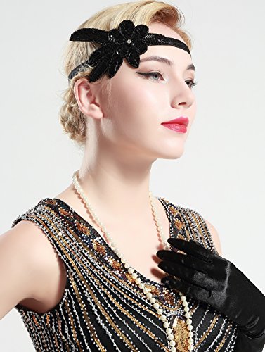 BABEYOND 1920s Stirnband Damen 20er Jahre Stil Haarband Gatsby Kostüm Accessoires (Schwarz) - 5
