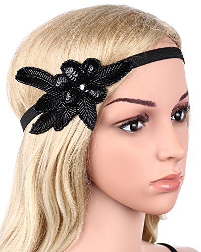 BABEYOND 1920s Stirnband Damen 20er Jahre Stil Haarband Gatsby Kostüm Accessoires (Schwarz) - 6