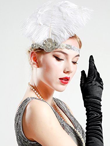 Babeyond Frauen Roaring Prom Ostrich Feder Stirnband Party Headwear 1920er Jahre Zubehör für Frauen Hyperbole Art Deco Style - 3