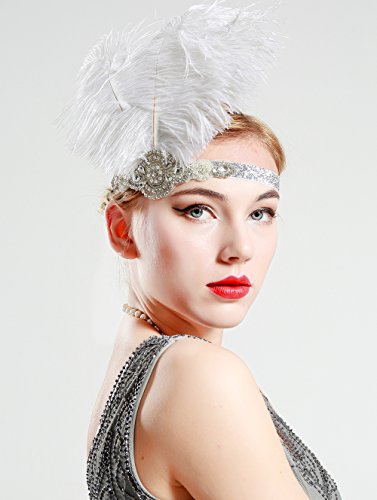 Babeyond Frauen Roaring Prom Ostrich Feder Stirnband Party Headwear 1920er Jahre Zubehör für Frauen Hyperbole Art Deco Style - 4