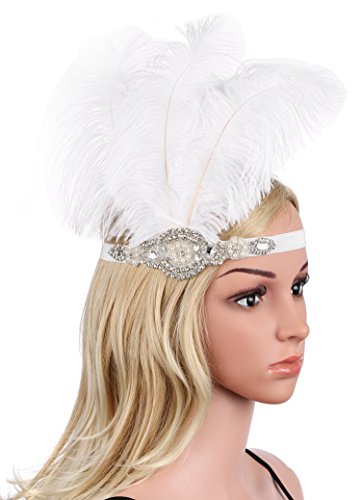 Babeyond Frauen Roaring Prom Ostrich Feder Stirnband Party Headwear 1920er Jahre Zubehör für Frauen Hyperbole Art Deco Style - 6