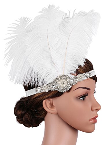 Babeyond Frauen Roaring Prom Ostrich Feder Stirnband Party Headwear 1920er Jahre Zubehör für Frauen Hyperbole Art Deco Style - 7