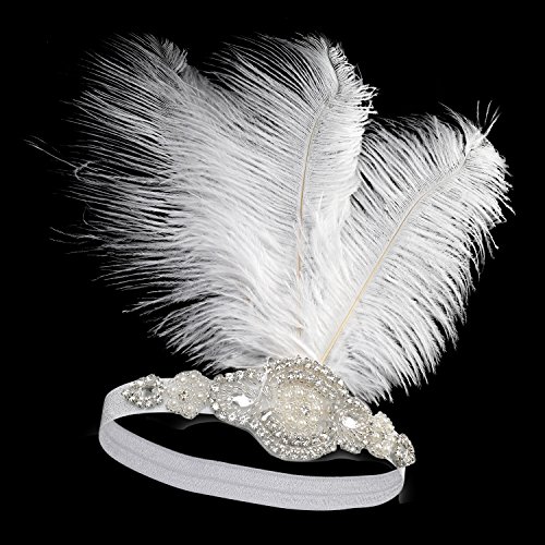 Babeyond Frauen Roaring Prom Ostrich Feder Stirnband Party Headwear 1920er Jahre Zubehör für Frauen Hyperbole Art Deco Style - 8