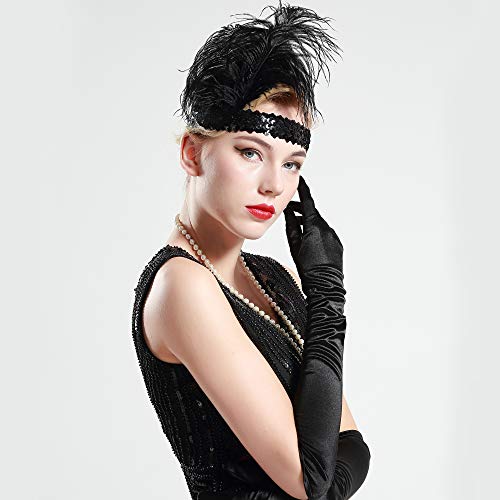 BABEYOND 1920s Stirnband Feder Flapper Stirnband Roaring 20er Showgirl Haarband Gatsby Stil Accessoires Damen Retro Stirnband - 3