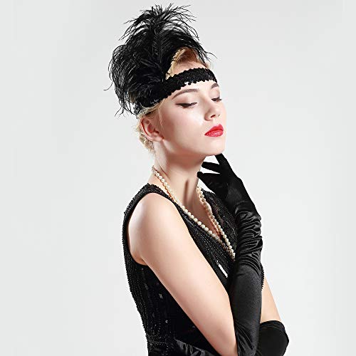 BABEYOND 1920s Stirnband Feder Flapper Stirnband Roaring 20er Showgirl Haarband Gatsby Stil Accessoires Damen Retro Stirnband - 4