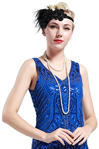 BABEYOND 1920s Stirnband Feder Flapper Stirnband 1920er Jahre Haarband Große Gatsby Stil Accessoires Damen Retro Stirnband - 3