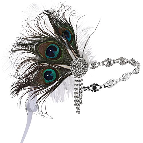 BABEYOND Damen 1920s Stirnband Pfau Feder Kristall Haarband Flapper Kopfstück Great Gatsby Motto Party Kostüm Accessoires