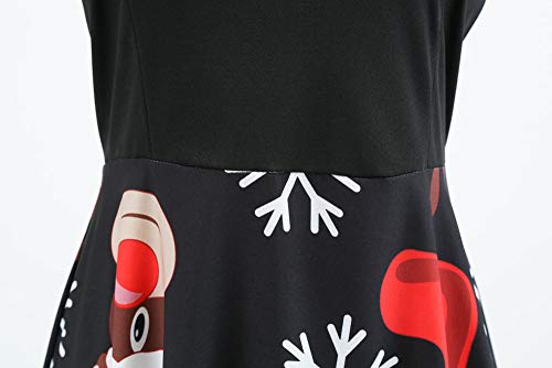 Weihnachten Kleider Damen UFODB Frauen Weihnachtskleid Kleid Swing Taille Slim Cocktailkleid Retro Schwingen Party Partykleid Festlich Christmas Dress - 7