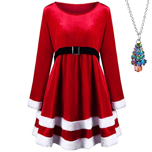 Weihnachtskleid Elegant // Plüschkante Rundhals