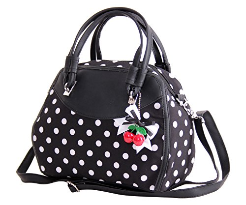 SugarShock Damen Handtasche Elsa Polka Dots, Farbe:schwarz schwarz