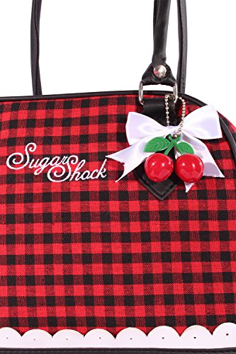 SugarShock GINGHAM Rüschen rockabilly Bowling Karo Cherry Schleifchen Handtasche - 2