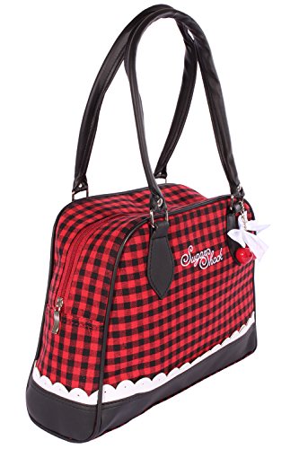 SugarShock GINGHAM Rüschen rockabilly Bowling Karo Cherry Schleifchen Handtasche - 4