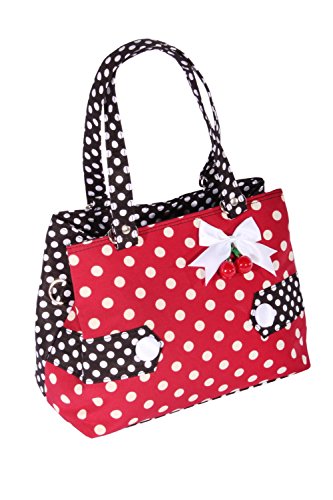 SugarShock Polka Dots Uniform rockabilly RETRO Kirschen Handtasche Tasche weinrot