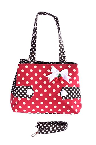 SugarShock Polka Dots Uniform rockabilly RETRO Kirschen Handtasche Tasche weinrot - 6