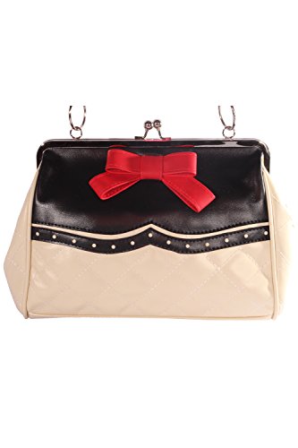 SugarShock 50er rockabilly Budapester retro Schleife Kisslock Bow Handtasche - 2