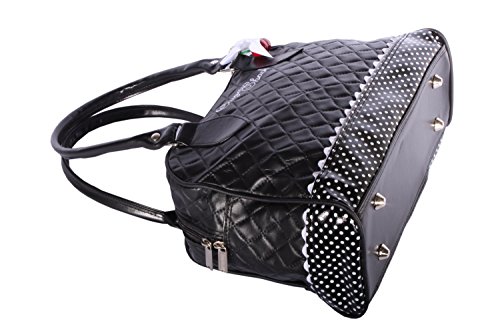 SugarShock Damen Budapester Weekender Cherry Bow rockabilly Bowling Handtasche Tasche, Schwarz, - 4