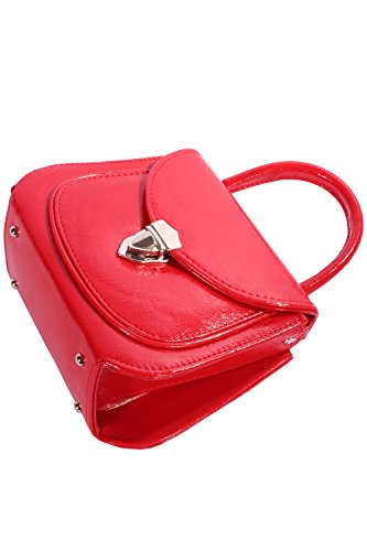 SugarShock Damen 50er Jahre pin up rockabilly oldschool Schnallen Köfferchen Handtasche rot - 2