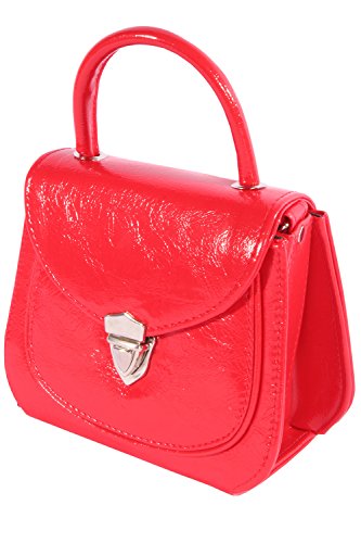 SugarShock Damen 50er Jahre pin up rockabilly oldschool Schnallen Köfferchen Handtasche rot - 3