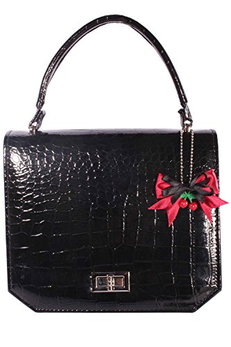 SugarShock Damen Krokodil Optik rockabilly Handtasche 148444774 Schwarz - 3