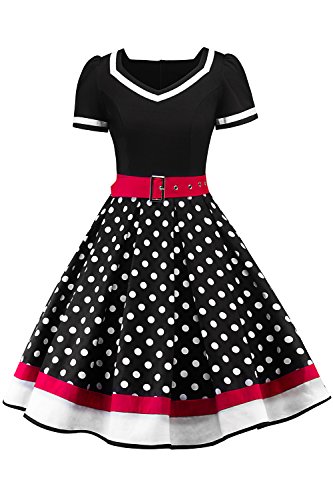 ᐅ Retro 50er Rockabilly Kleid Petticoat Kleider Retro Kleid Petticoat Faltenrock Kleider Schwaru