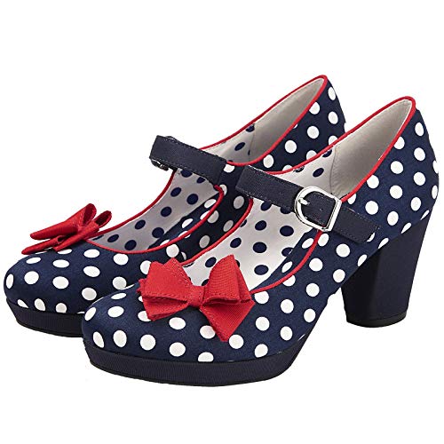 Ruby Shoo Damen Schuhe Polka Dot Retro Pumps Blau - 3