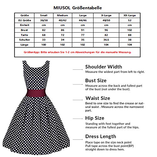 Miusol Damen Rundhals  Kleid 1950er Retro Polka Dots Cocktailkleid Faltenrock - 3