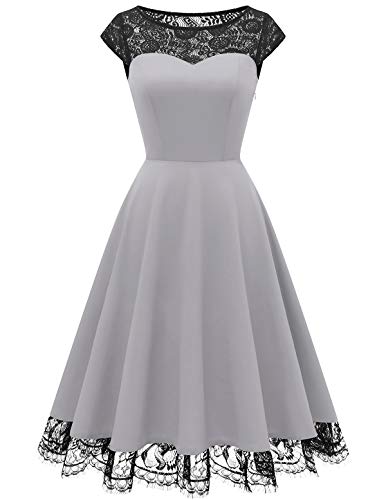 Damen 1950er Spitzenkleid knielang festlich Cocktail Abendkleid