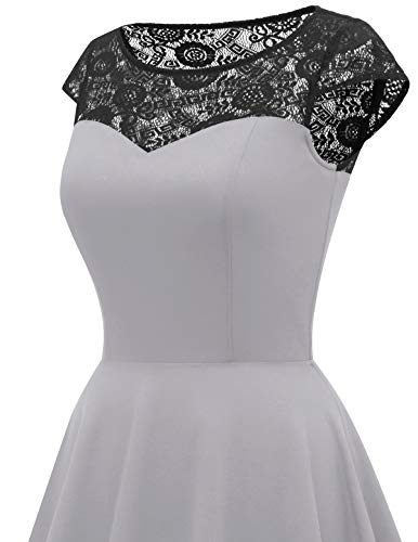 Damen 1950er Spitzenkleid knielang festlich Cocktail Abendkleid - 6