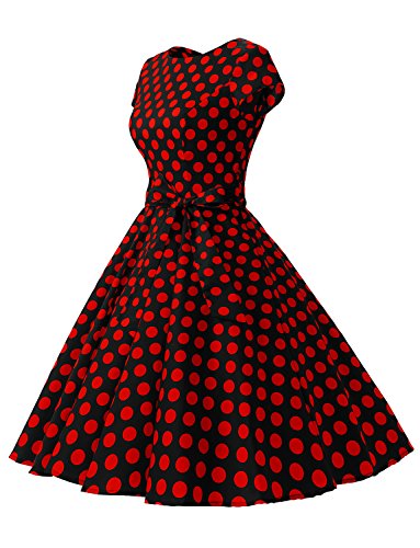 Dressystar Vintage Kleid 50er Jahre Rockabilly Swing Schwarz Rot Dot - 2