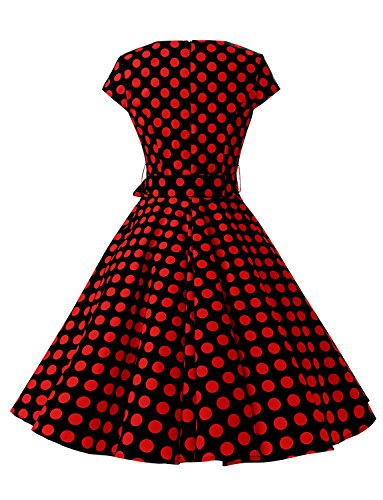 Dressystar Vintage Kleid 50er Jahre Rockabilly Swing Schwarz Rot Dot - 3