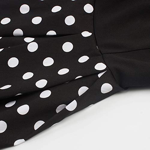 Misshow Swing Kleid Sommer Polka Dots Mädchen Kleider Tellerrock Damen, Weinrot – L - 5