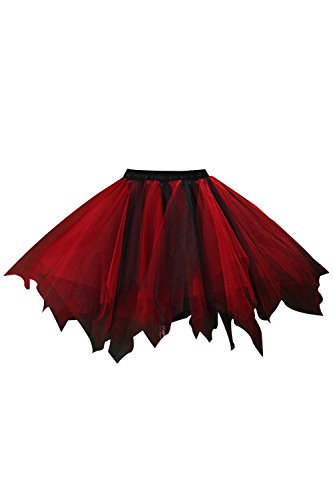 Damen Winter Rock 80er Jahre Unterrock Tutu Minirock Schwarz Rot OneSize