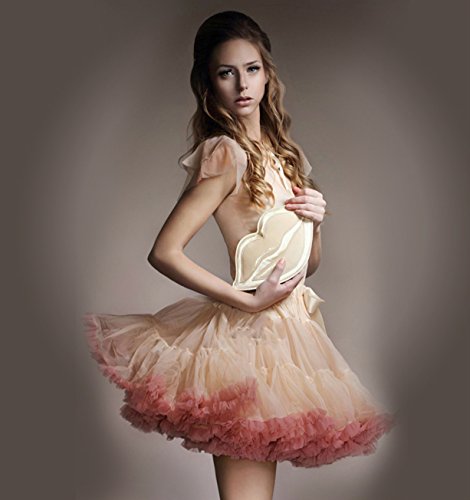 Caissen Damen Elastisch Puffy Tüll Tütü Röcke Petticoat Ballett Blase Ballkleid Bowknot Mehrfarbengroß Tanzrock Weiß - 3