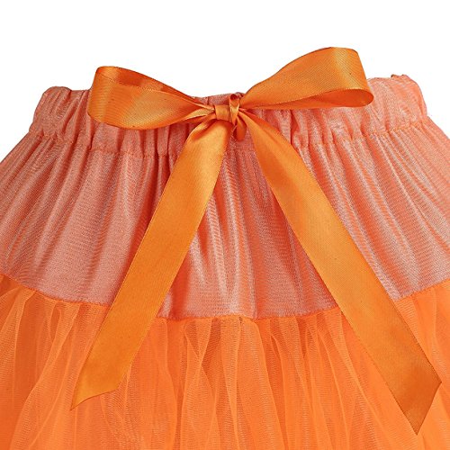 Caissen Damen Elastisch Puffy Tüll Tütü Röcke Petticoat Ballett Blase Ballkleid Bowknot Mehrfarbengroß Tanzrock Weiß - 6