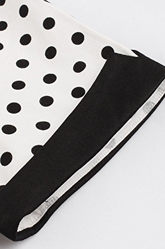 MisShow Damen Vintage 1950s Kurzarm Abendkleid Rockabilly Swing Kleid Polka Dots Petticoat Kleid Weiß 3XL - 6