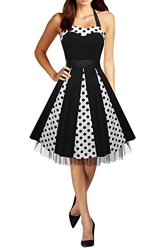 BlackButterfly 'Ivy' 50's Polka-Dots Swingkleid (Schwarze Punkte, EUR 48-3XL)