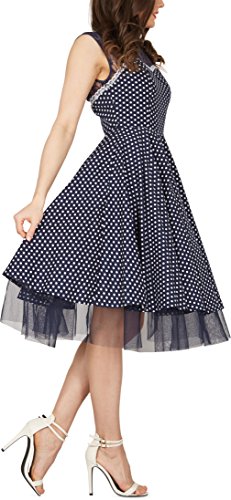 BlackButterfly 'Vivien' Vintage Polka-Dots Kleid im 50er-Jahre-Stil (Nachtblau, EUR 42 - L) - 2